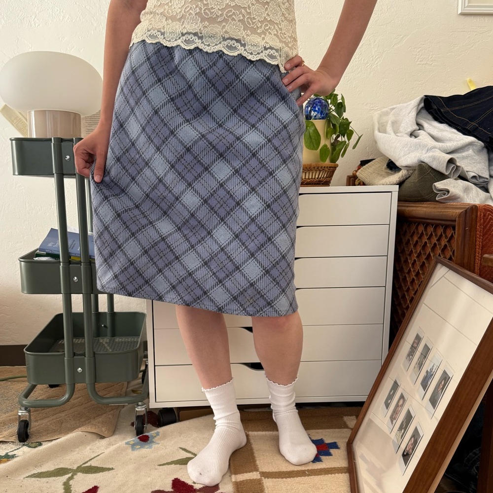 Vintage Y2K Blue Plaid Skirt